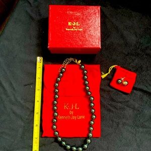 Kenneth Jay Lane Black Pearl Jewelry set